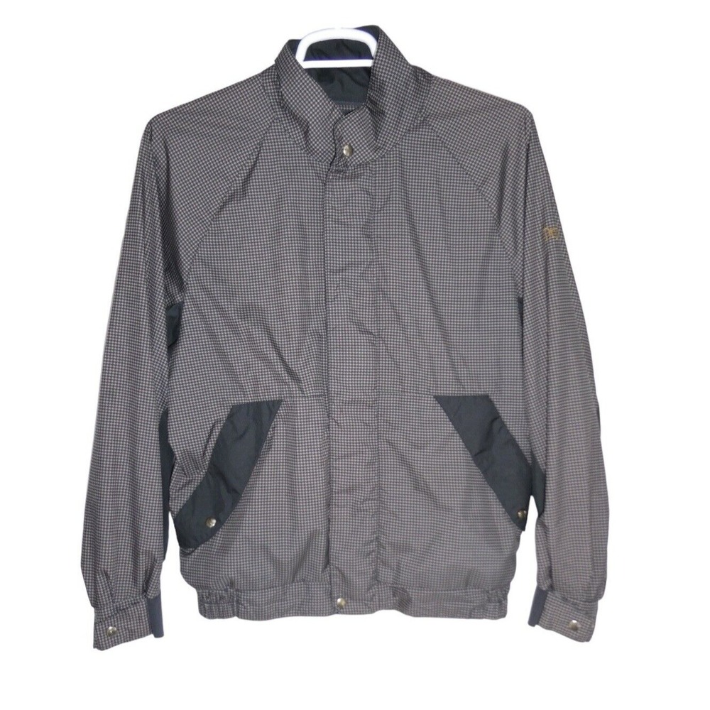 FootJoy FJ DryJoys Men's Brown Golf Rain Jacket Houndstooth Full Zip Size Medium